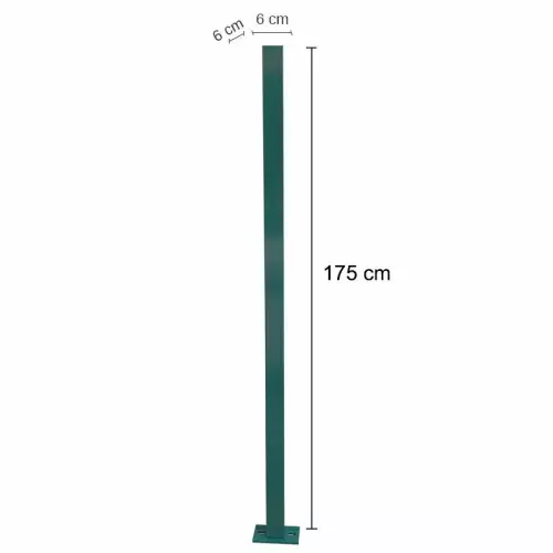 Palo quadrato h 175 cm con piastra per rete metallica RAVEL