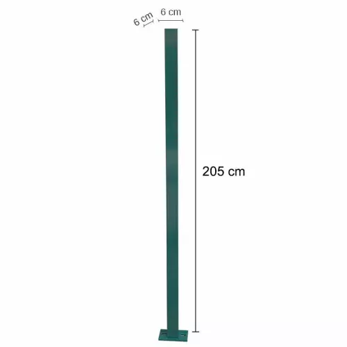Palo quadrato h 205 cm con piastra per rete metallica RAVEL