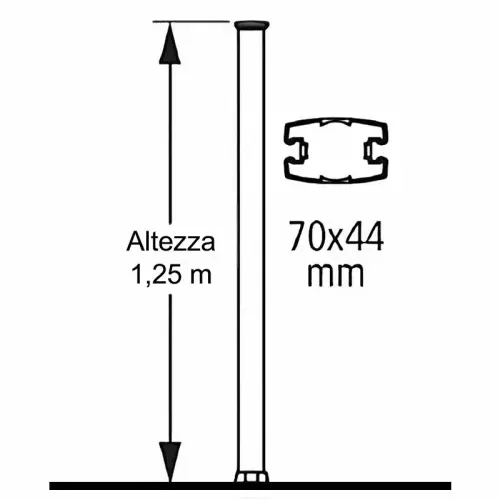 Colonna a 2 incavi 7 x 4,4 x h. 125 cm intermedia per recinzione in vetro e alluminio CRYSTAL SHIELD SP01