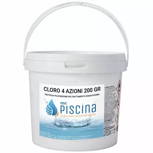 Cloro 4 azioni 200 gr confezione da 25 kg non blisterate
