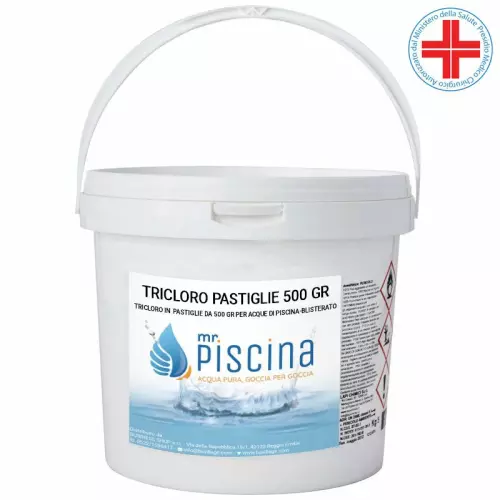 Tricloro 90% pastiglie 500 gr confezione da 10 kg blisterato, presidio medico chirurgico