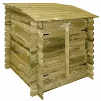 Locale tecnico in legno per riporre l'impianto della piscina.