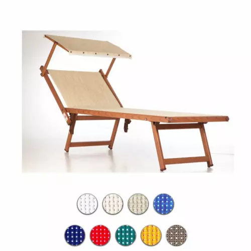 Lettino da giardino KALIKA in alluminio, a 3 posizioni : Telaio con finitura tinta legno