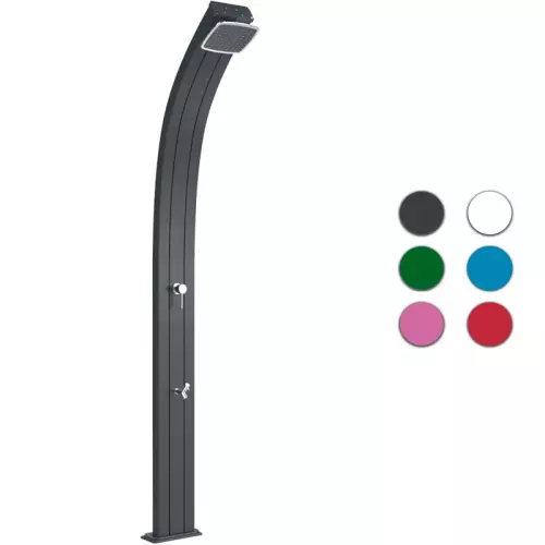 Doccia solare per esterno SPRING CURVA 30 LITRI in alluminio, con lavapiedi