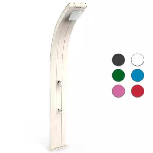 Doccia solare per giardino DADA CURVA 40 LITRI in alluminio, con lavapiedi