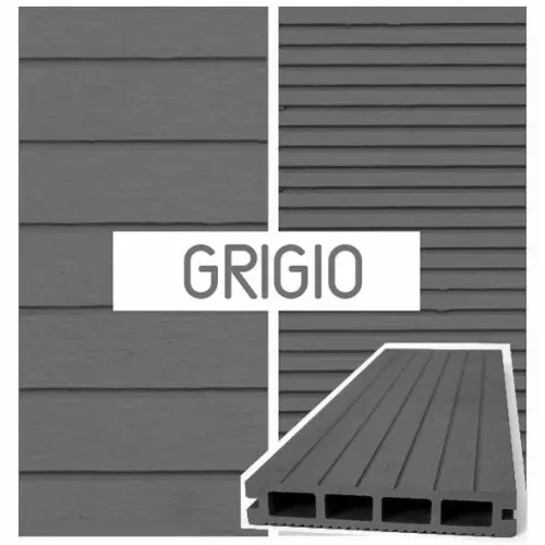 Listone in legno composito WPC BAMBOO Classic Double Face 220 x 14 x 2,5 cm - colore GRIGIO SCURO
