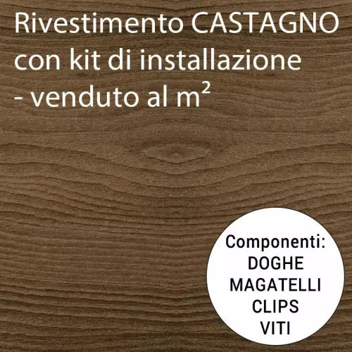 Rivestimento in legno composito WPC per esterni : Doga e kit di installazione venduto al m² - colore CASTAGNO