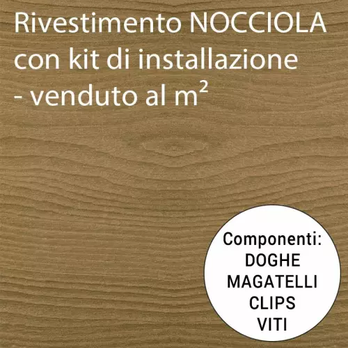 Rivestimento in legno composito WPC per esterni : Doga e kit di installazione venduto al m² - colore NOCCIOLA