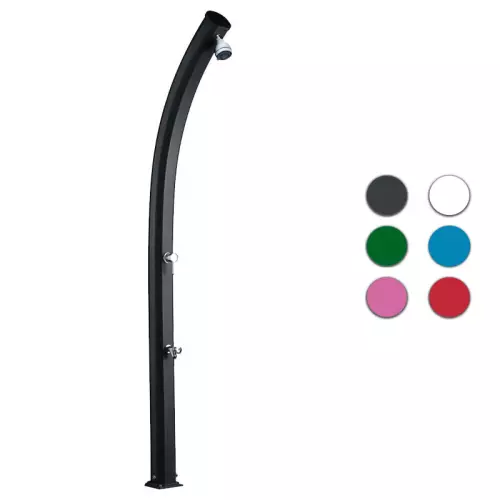 Doccia solare per esterno JOLLY CURVA 25 LITRI, in alluminio con lavapiedi