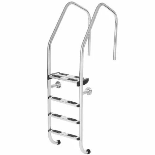 Scaletta FINLANDESE a 4 scalini in acciaio inox 316, per bordo a sfioro