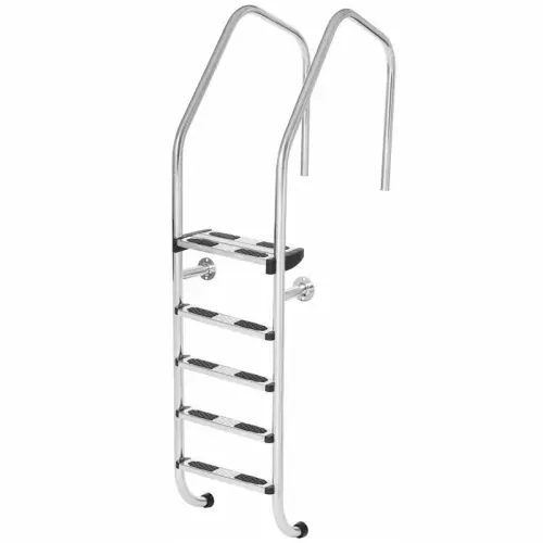 Scaletta FINLANDESE a 5 scalini in acciaio inox 316, per bordo a sfioro