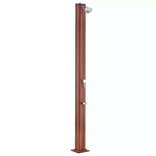 Doccia solare per piscina JOY 32 LITRI in alluminio effetto legno, con lavapiedi