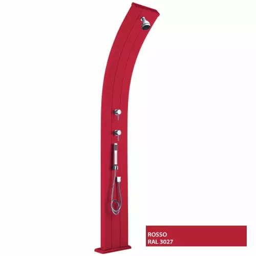 Doccia da giardino DADA CURVA con doccetta mobile, in alluminio : Colore ROSSO