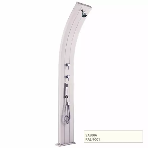 Doccia da giardino DADA CURVA con doccetta mobile, in alluminio : Colore SABBIA