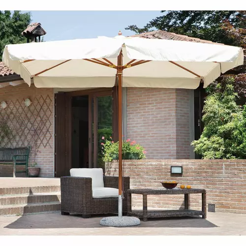 Ombrellone da giardino DELUX in legno, con doppia carrucola : Rettangolare 3x2 m Colore ECRU