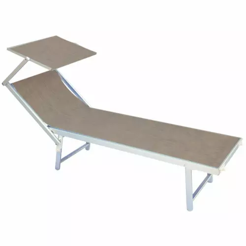 Lettino prendisole in alluminio MARE, con tettuccio : TORTORA