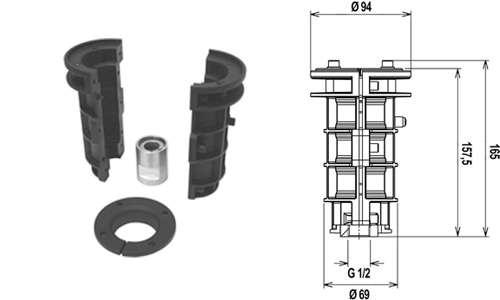 Doccia da esterno SIMPLE in acciaio inox 304 con lavapiedi