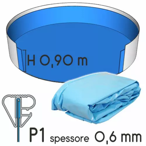 Liner per piscina a forma circolare Ø 4,50 x h. 0,90 m AZZURRO - attacco P1 - spessore 0,60 mm