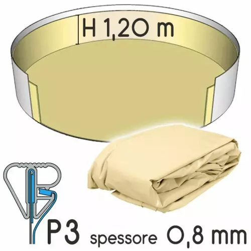 Liner per piscina a forma circolare Ø 4,60 x h. 1,20 m SABBIA - attacco P3 - spessore 0,80 mm