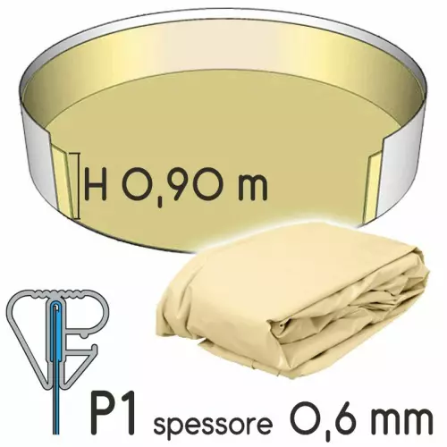 Liner per piscina a forma circolare Ø 3,50 x h. 0,90 m SABBIA - attacco P1 - spessore 0,60 mm