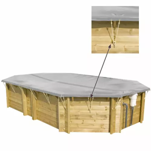Copertura invernale in PVC 580 gr/m² per piscine BWT my POOL Odyssea, Tropic e Weva Ottagonali : Copertura invernale in PVC 580 gr/m² per piscine BWT my POOL Odyssea, Tropic e Weva ottagonali allungate - 6,63 x 4,23 m