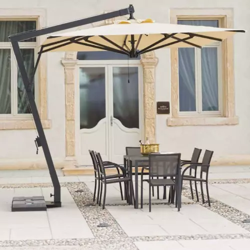 Ombrellone da giardino in alluminio VITTORIA, girevole con braccio laterale