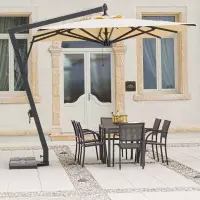 Ombrellone da giardino in alluminio VITTORIA, girevole con braccio laterale