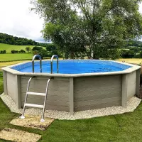 Piscina in pietra ricostruita effetto legno NATURALIS Ø 4,93 x h 1,40 m