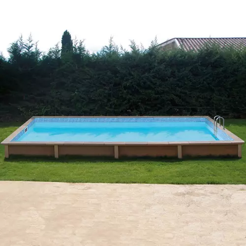 Piscina in pietra ricostruita effetto legno NATURALIS 4,67 x 3,24 x h 1,28 m