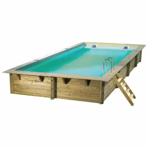 Piscina in legno rettangolare NorthWood 650 - 6,50 x 3,50 h1,40 m - Liner BEIGE