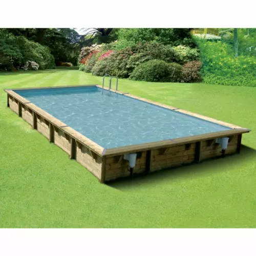 Piscina in legno rettangolare NorthWood 800 - 8,00 x 5,00 h1,40 m - Liner GREY