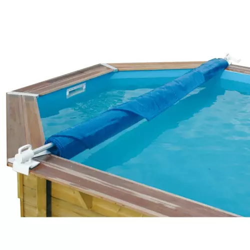Rullo avvolgitore per piscine in legno esagonali e ottagonali fino a 4,70 m di larghezza