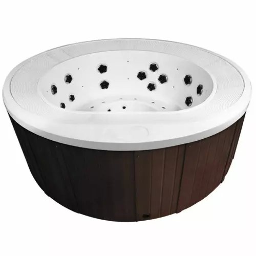 Vasca Idromassaggio a sfioro MALIBU Ø 2,40 h 1,00 m : con pannellatura esterna cioccolato e acrilico perla lucido