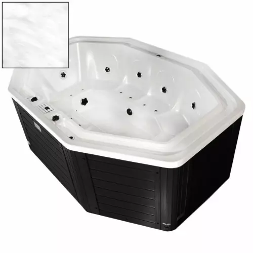 Vasca Idromassaggio a sfioro HOLLISTER con pannellatura esterna nera e acrilico bianco marmorizzato