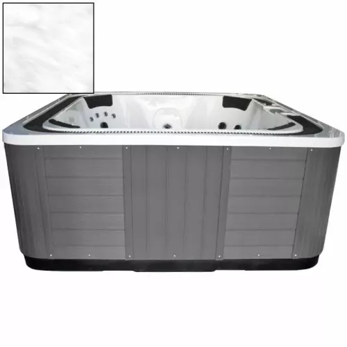 Vasca Idromassaggio a sfioro WASHINGTON 2,22 x 2,22 h 1,00 m : con pannellatura esterna grigia e acrilico bianco marmorizzato