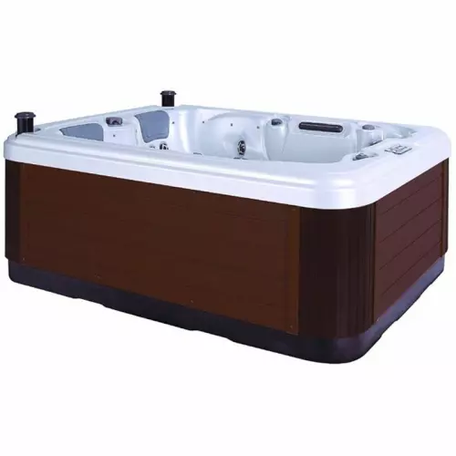 Vasca Idromassaggio ATLANTA 3 posti 2,10 x 1,56 h 0,80 m : con pannellatura esterna cioccolato e acrilico perla opaco