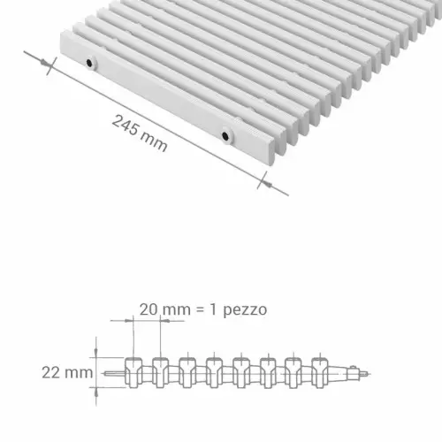 Griglia Piscina Trasversale in polipropilene - 245 mm - prezzo al pezzo