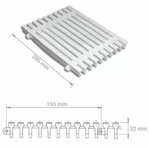 Griglia Piscina Trasversale a clic in polipropilene - larghezza 295 mm