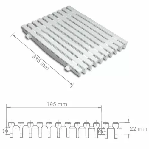 Griglia Piscina Trasversale a clic in polipropilene - larghezza 335 mm