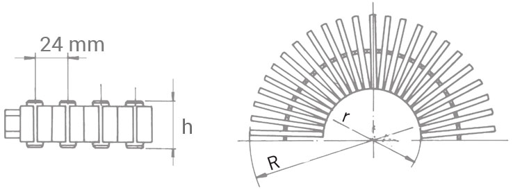 Griglia Trasversale per curve in polipropilene per piscina a sfioro