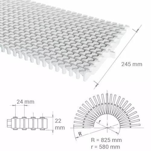 Griglia Piscina Trasversale per curve in polipropilene - 245 h. 22 mm
