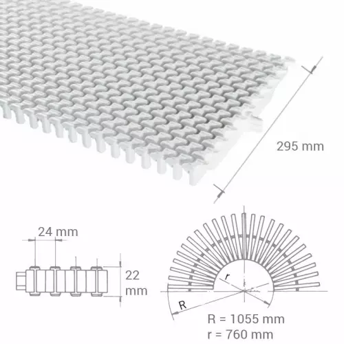 Griglia Piscina Trasversale per curve in polipropilene - 295 h. 22 mm