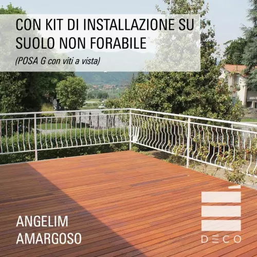 Listone in legno ANGELIM AMARGOSO Deco 1,9x9 cm per pavimentazione - Vendita al m² : Con Kit di installazione su suolo non forabile (POSA G con viti a vista)