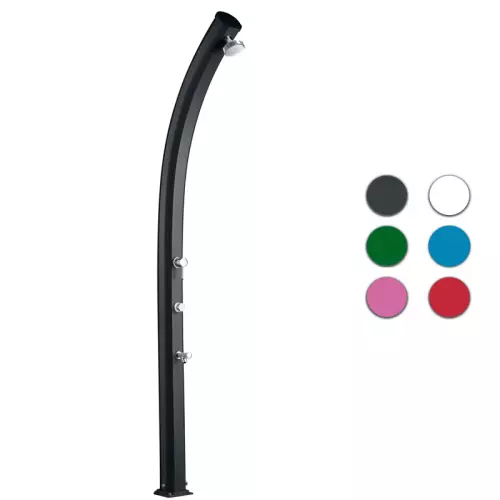 Doccia da giardino JOLLY CURVA con temporizzatore e lavapiedi, in alluminio