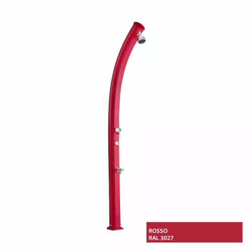 Doccia da giardino JOLLY CURVA con temporizzatore e lavapiedi, in alluminio : Colore ROSSO