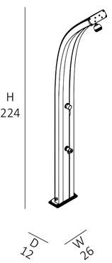 Doccia ad acqua calda e fredda SPRING CURVA 30 LITRI con lavapiedi Doccia ad acqua calda e fredda SPRING CURVA 30 LITRI con lavapiedi