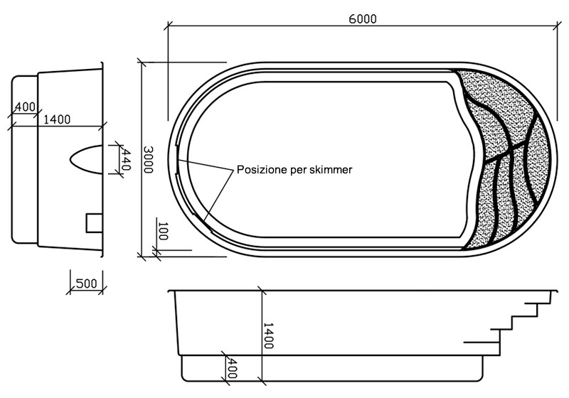 Piscina Calypso in vetroresina da interrare