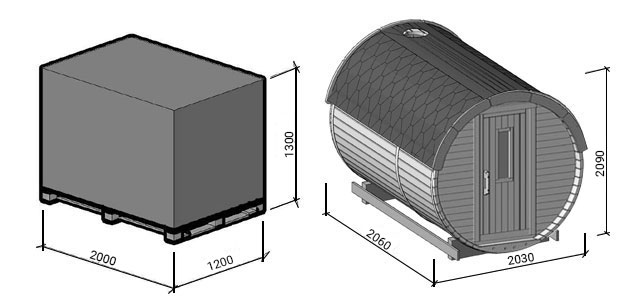 misure pallet sauna plutone