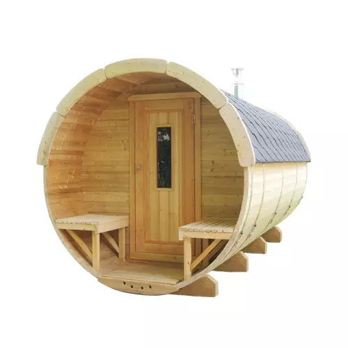 Sauna finlandese tradizionale da esterno PLUTONE Large 6-8 posti con spogliatoio