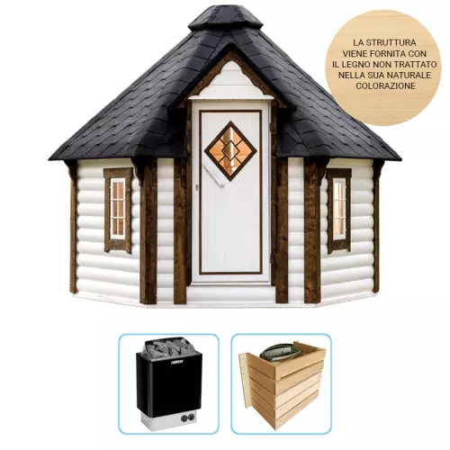 Sauna finlandese tradizionale da esterno LOKI 5-7 posti - CON RISCALDATORE ELETTRICO 